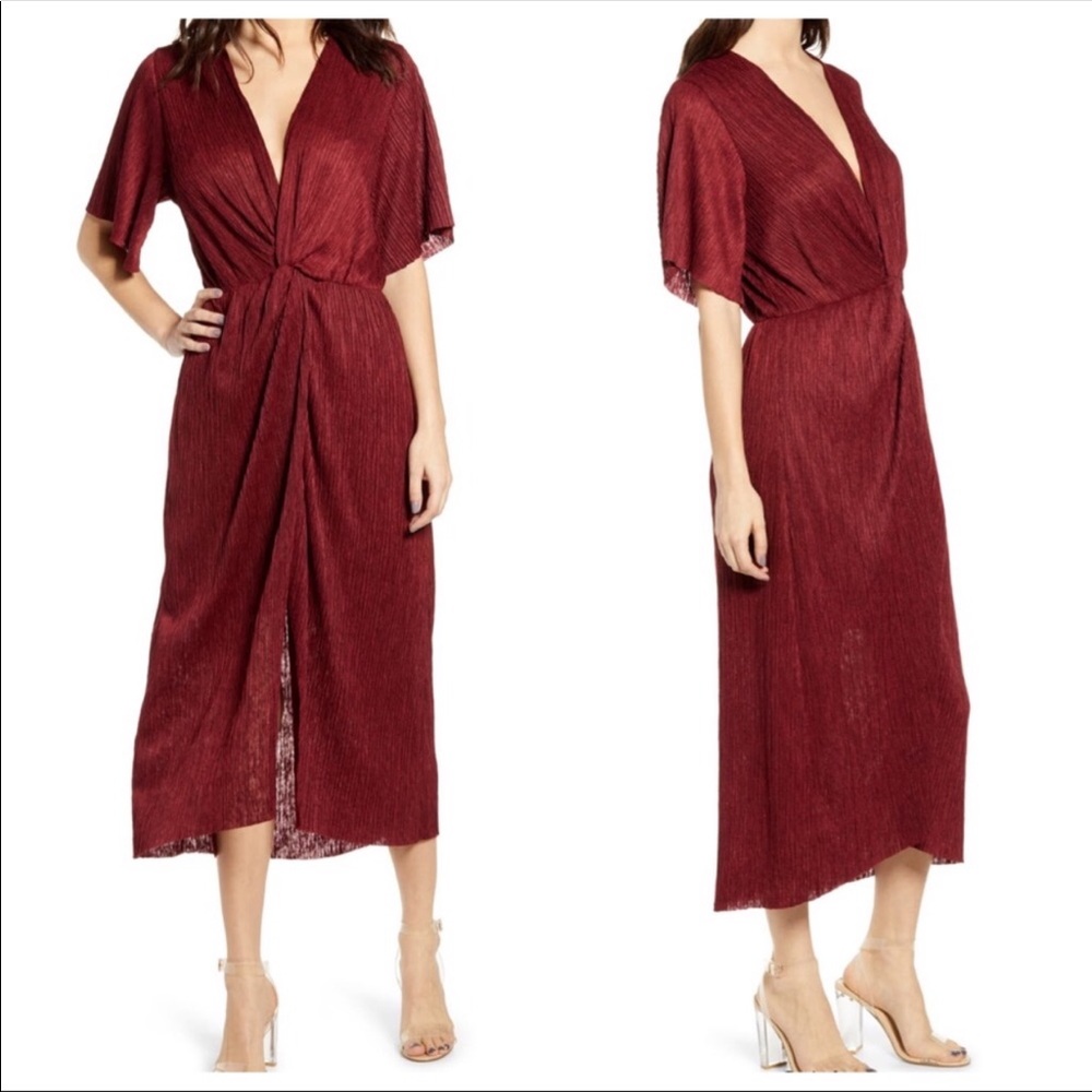 NWT All in Favor burgundy midi dress size medium M